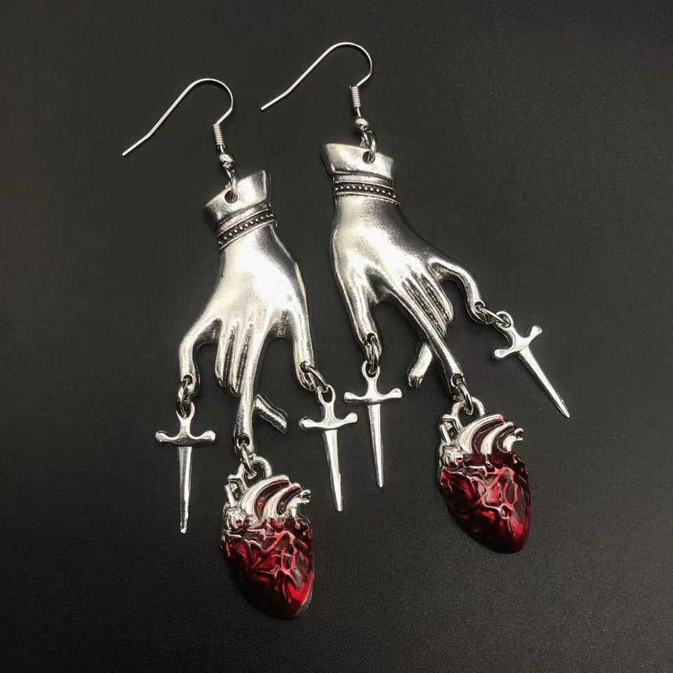 Vintage Water Drop Ruby Tassel Earrings