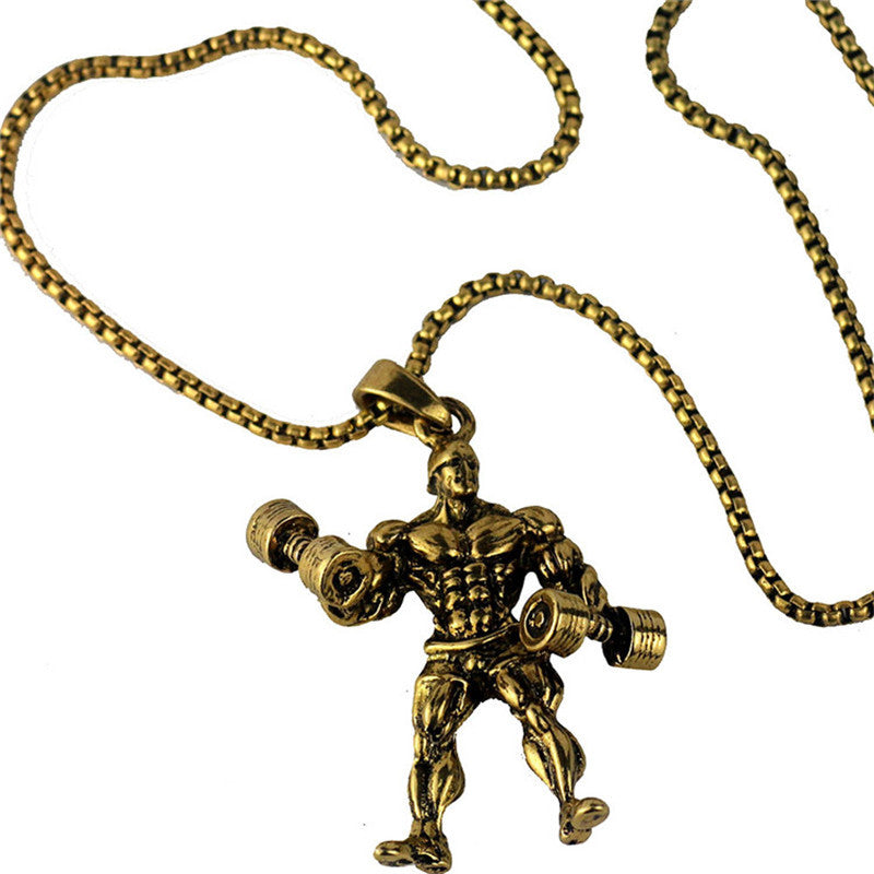 Barbell weightlifting necklace