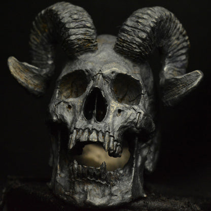 Dark Ram Head Skull Ring