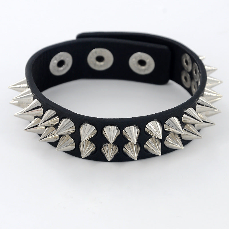 Leather Bracelet Punk Style Spiked Fashion Bracelet Rivets