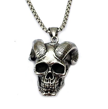 European And American Stainless Steel Jewelry Personalized Alternative Jewelry Wholesale Retro Animal Ram Skull Pendant Necklace