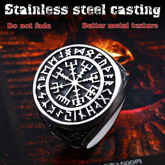 Nordic Viking Symbol Men's Titanium Steel Finger Ring