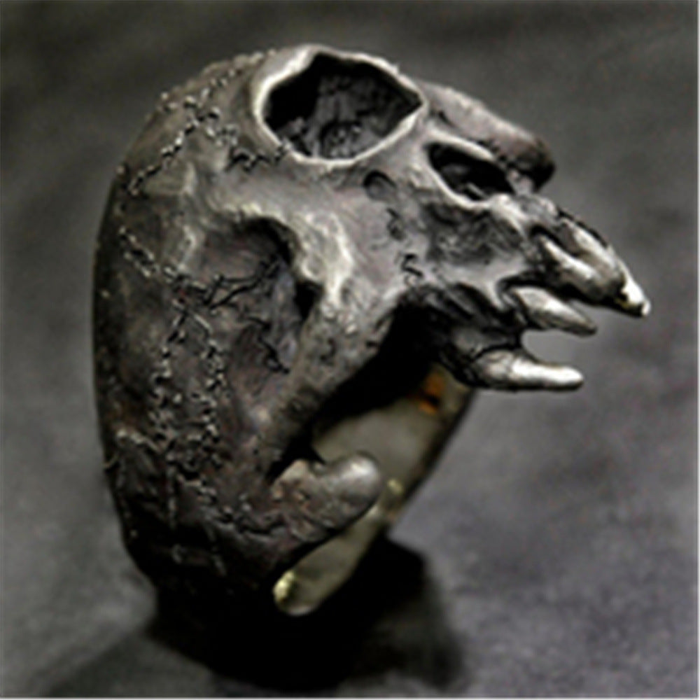 New Halloween Creative European And American Personality Skull Tooth Ring Trendy Men's Jewelry