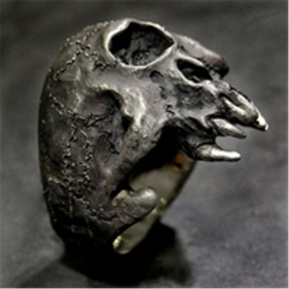 New Halloween Creative European And American Personality Skull Tooth Ring Trendy Men's Jewelry