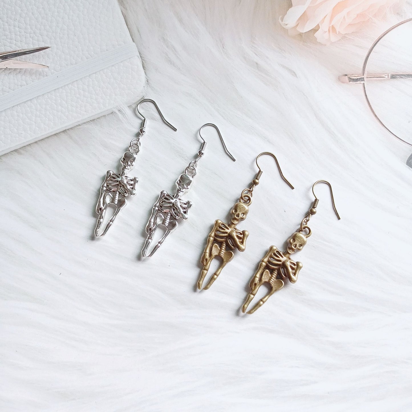 Dark Gothic Skull Skeleton Exaggerated Earrings