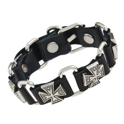 Vintage punk link leather bracelet