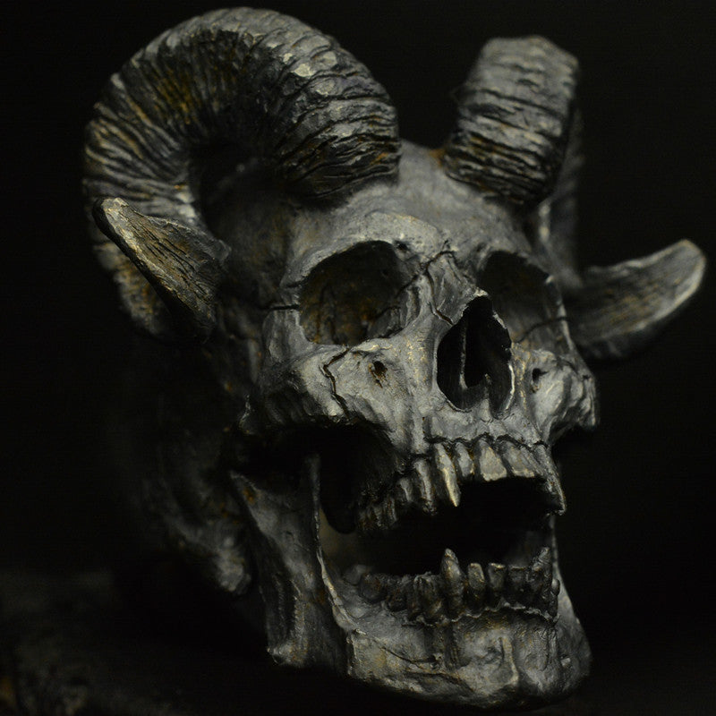 Dark Ram Head Skull Ring