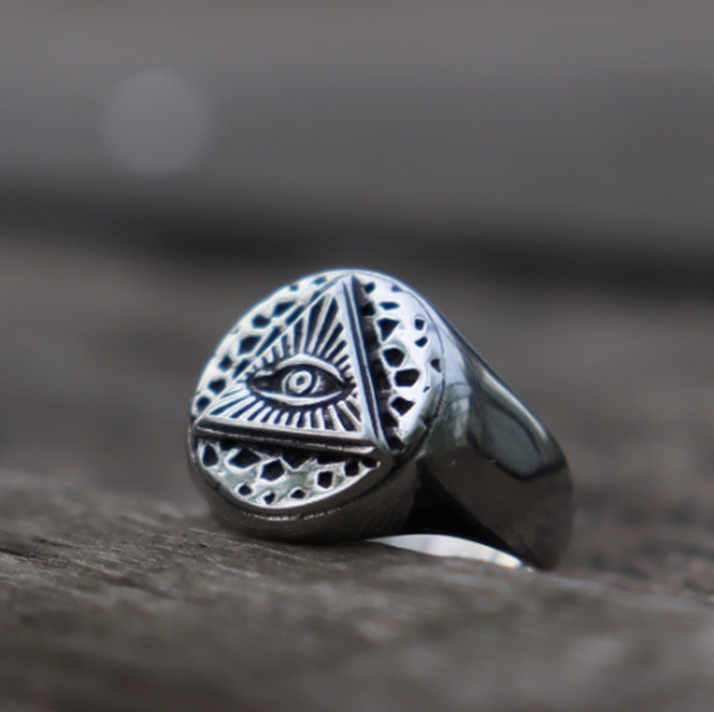 Geometric Triangle Ring Men's Jewelry