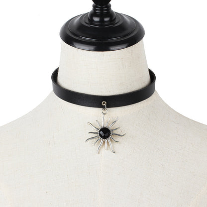 Explosive Jewelry Punk Sunflower Leather Collar