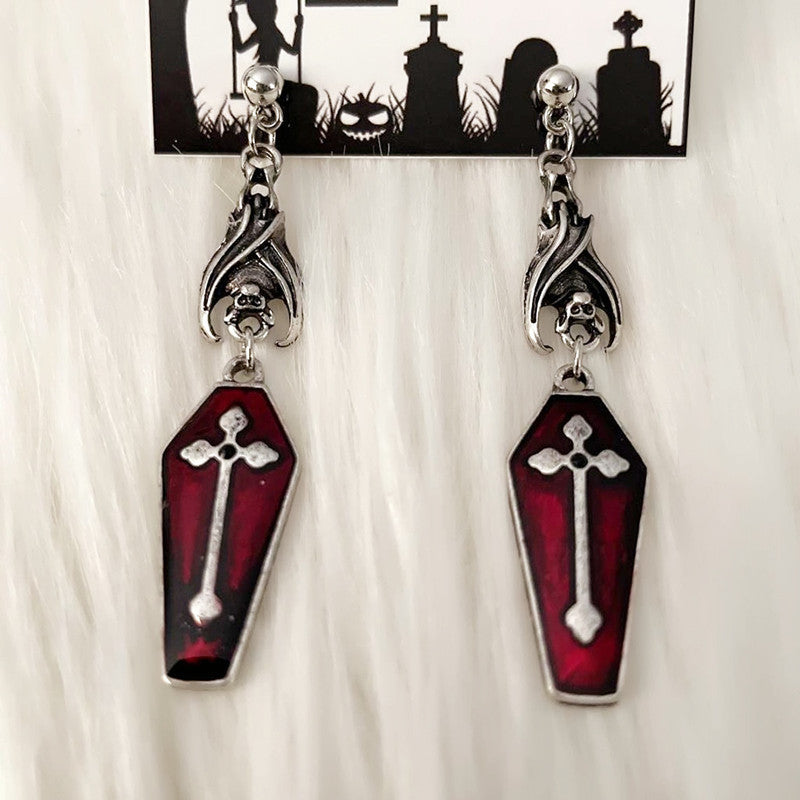 Women's Fashion Gothic Coffin Cross Earrings