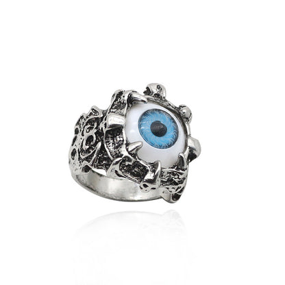 Fashion Jewelry Punk Style Retro Eagle Claw Blue Eye Ring