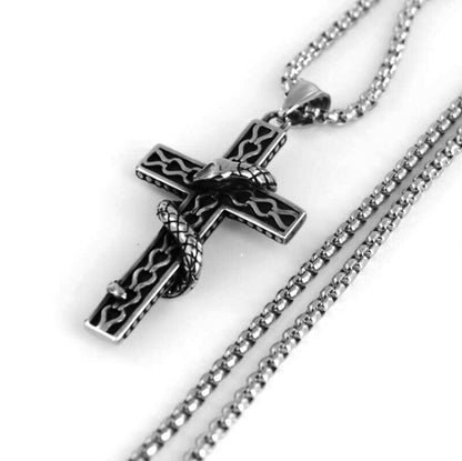 Gothic Exaggerated Snake Wrapped Cross Pendant