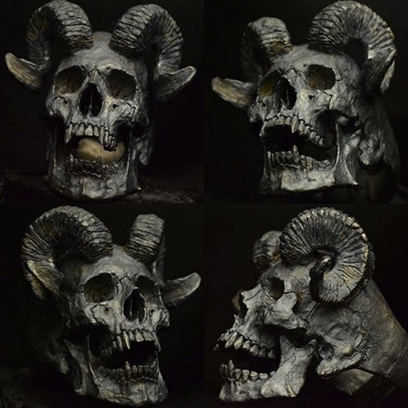 Dark Ram Head Skull Ring