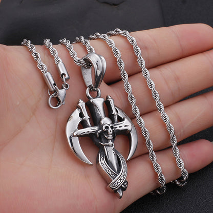 Wholesale Stainless Steel Jewelry Skull Head Death Sickle Pendant