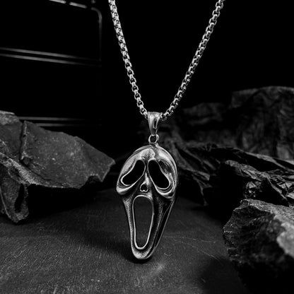 Personality Screaming Skull Mask Stainless Steel Necklace