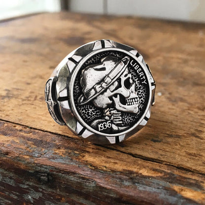 Indian style men's alloy skull ring