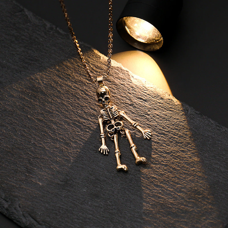 Dark Halloween Necklace Human Skeleton