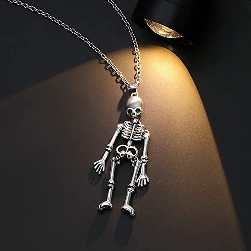 Dark Halloween Necklace Human Skeleton