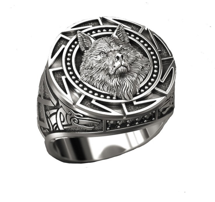 Vintage Wolf Totem Thai Silver Ring