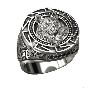 Vintage Wolf Totem Thai Silver Ring