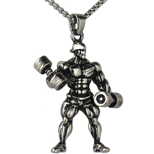 Barbell weightlifting necklace