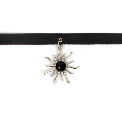 Explosive Jewelry Punk Sunflower Leather Collar