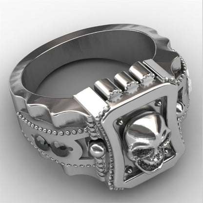 Men's Diamond Skull Ring Punk Style Hip Hop Personality Fashion