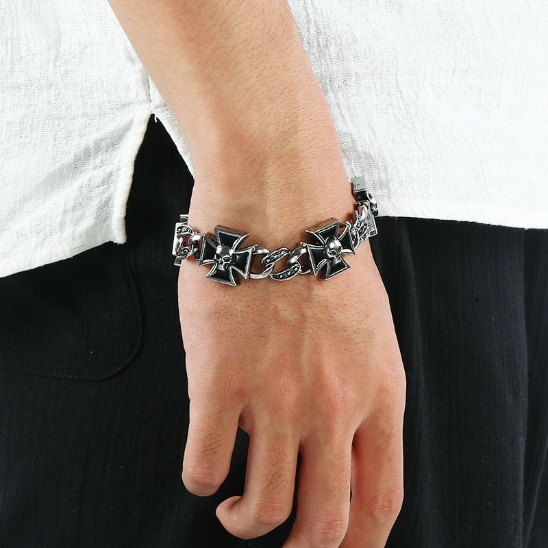 New Men's Alloy Drop Oil Cross Bracelet Personality Vintage Punk