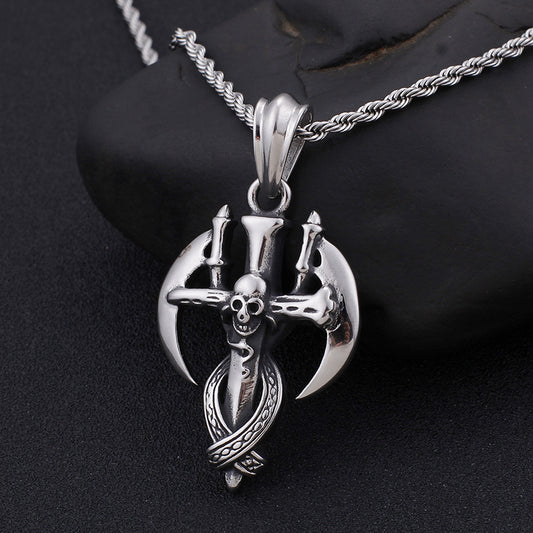 Wholesale Stainless Steel Jewelry Skull Head Death Sickle Pendant