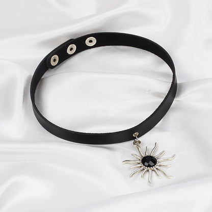 Explosive Jewelry Punk Sunflower Leather Collar