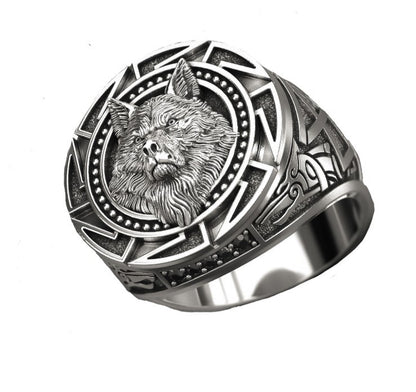 Vintage Wolf Totem Thai Silver Ring