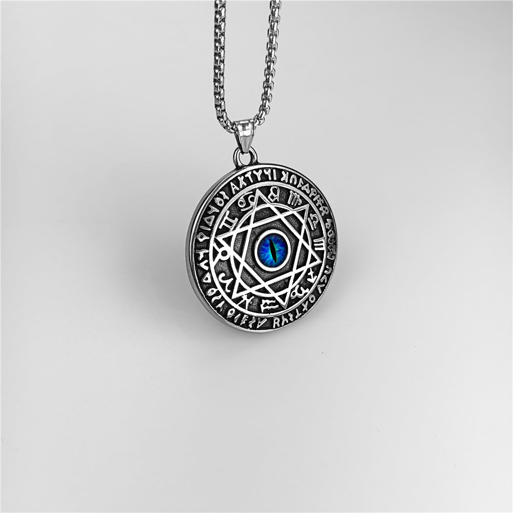 Demon Eye Circle Vintage Round Jewelry Pendant And Necklace