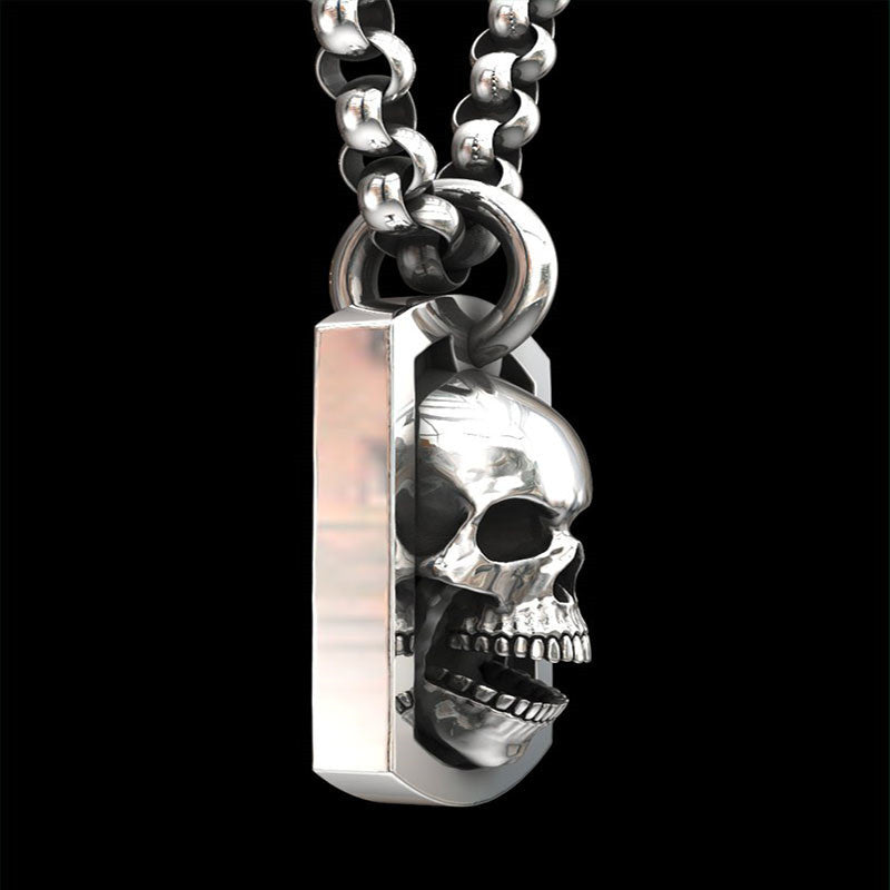 Jewelry Silver Vintage Silver Skull Pendant Necklace