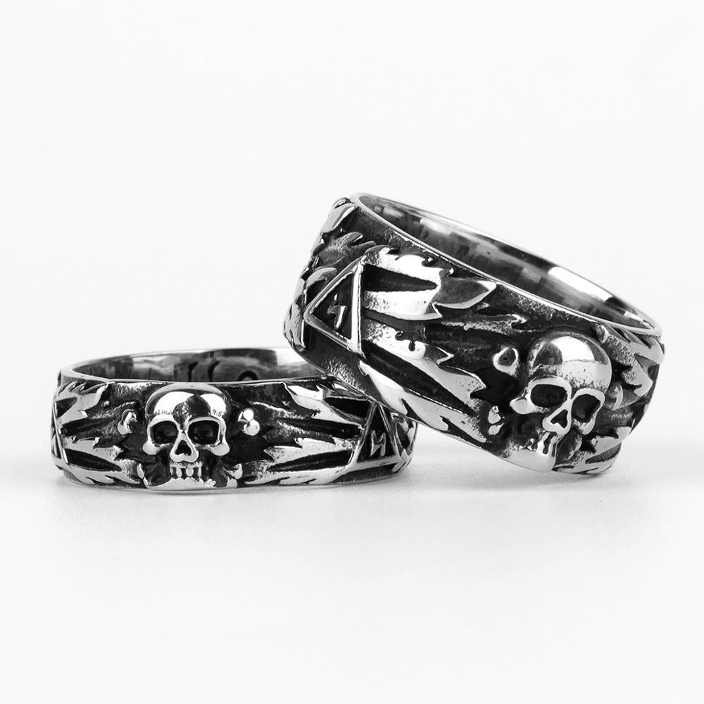 Punk Engraved Skull Statement Ring