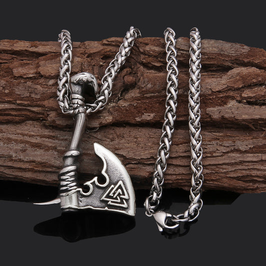 Axe Pendant Titanium Steel Orchid Chain Men