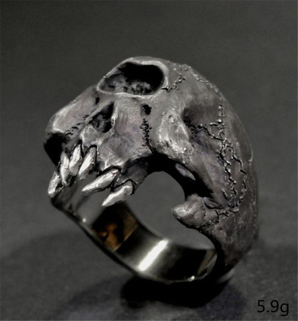 New Halloween Creative European And American Personality Skull Tooth Ring Trendy Men's Jewelry