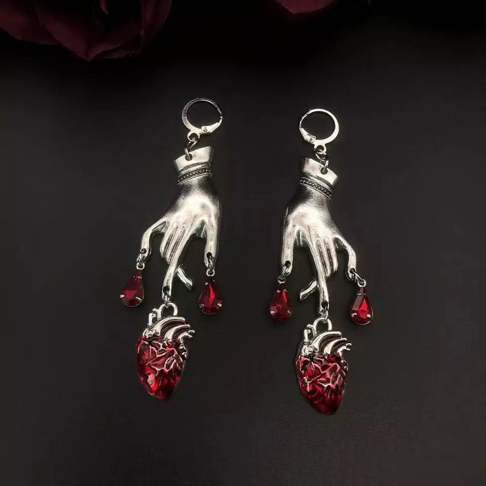 Vintage Water Drop Ruby Tassel Earrings