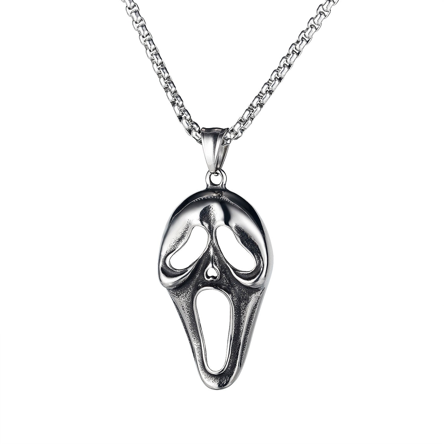 Personality Screaming Skull Mask Stainless Steel Necklace